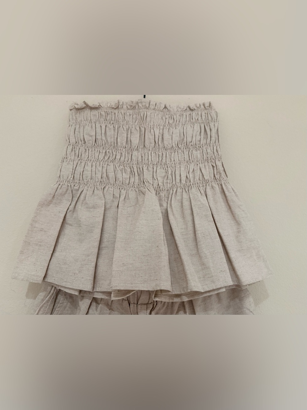 Linen Strapless Smocked Ruffle Short Set Size Medium - Picture 8 of 10